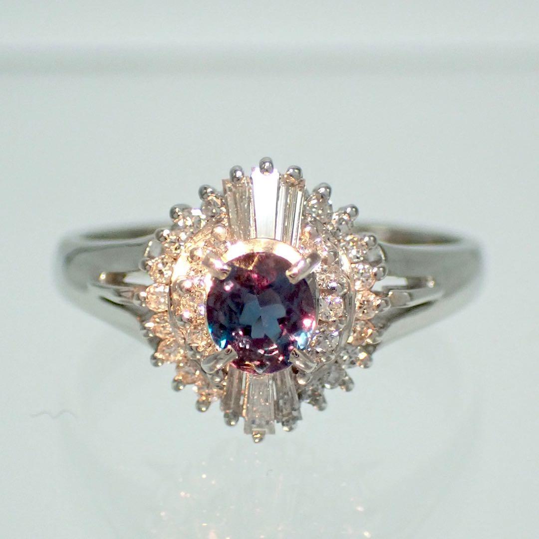 三越 極上アレキサンドライト0.31ct ダイヤ0.30ct Pt900 リング