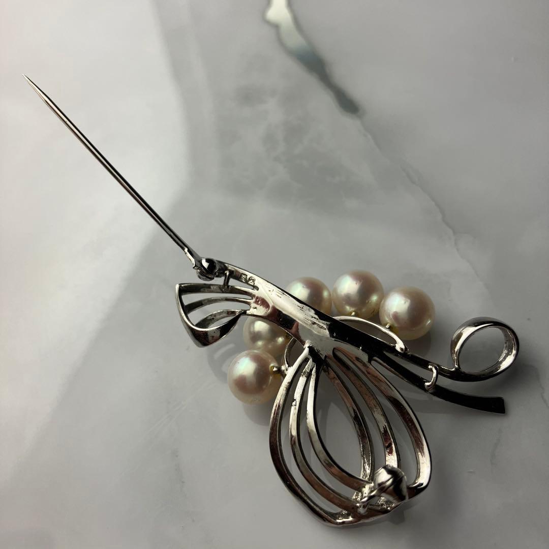 ミキモト あこや 本真珠 パール 5粒 ブローチ