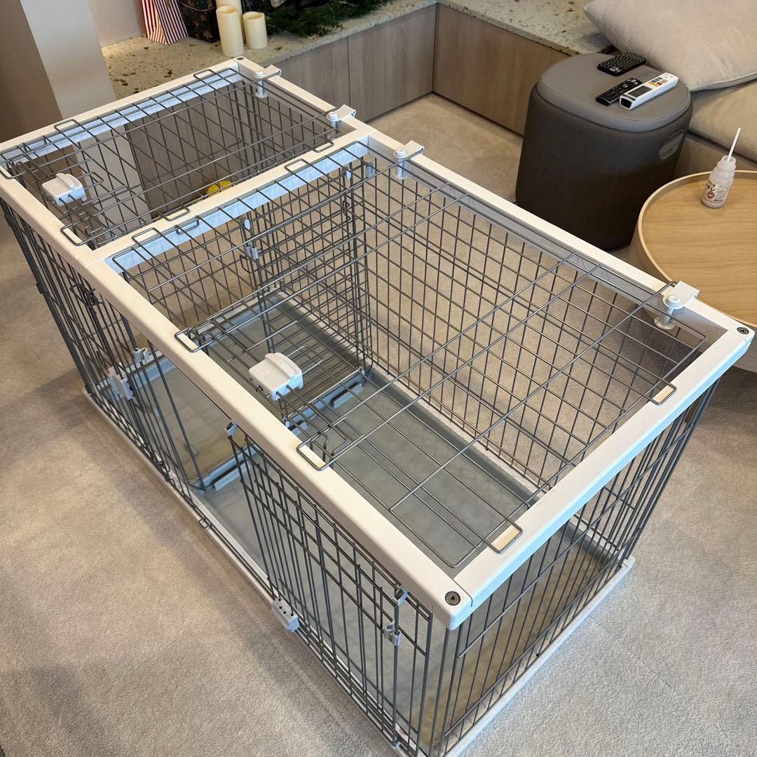 犬用ホワイトケージ 124cm x 62.5cm x 70cm 屋根面付き