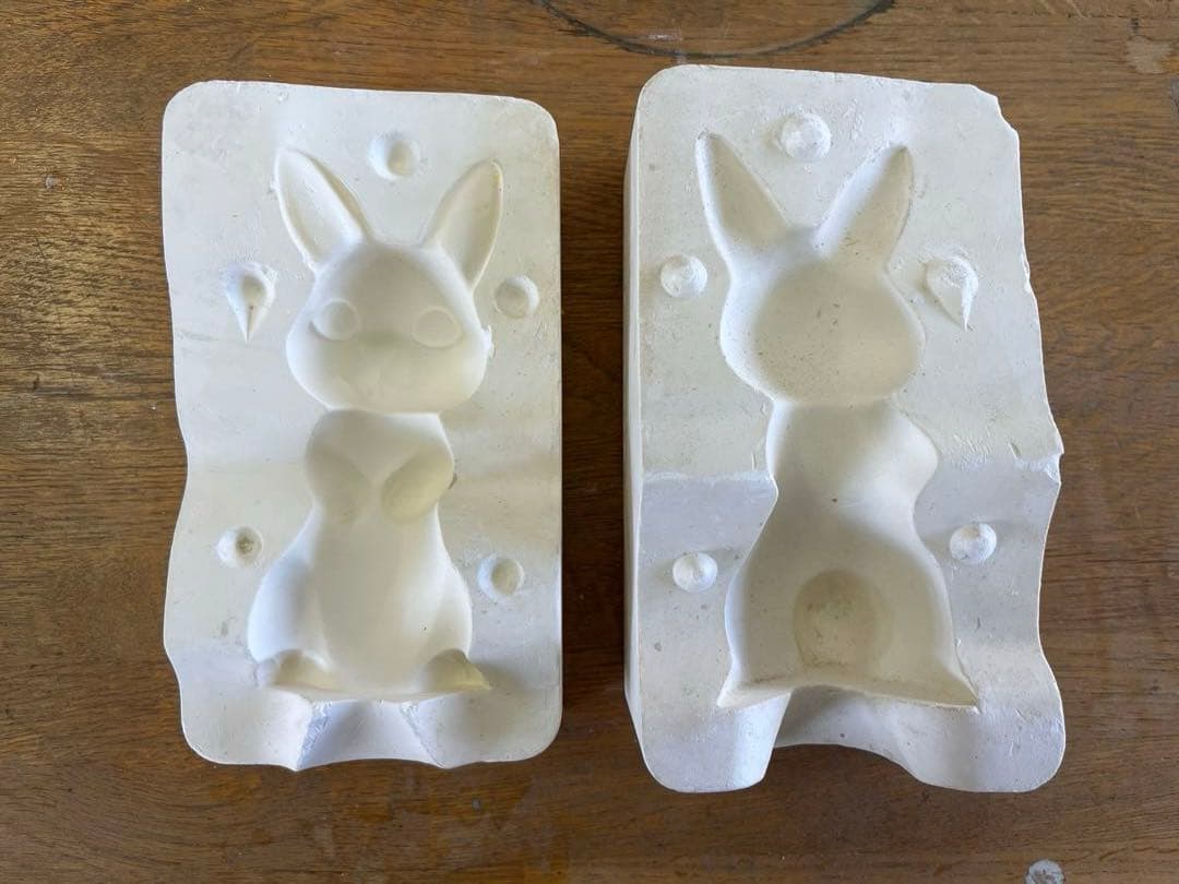 鋳込み用石膏型・動物5点セット（犬、熊、うさぎ①、うさぎ②、オットセイ）