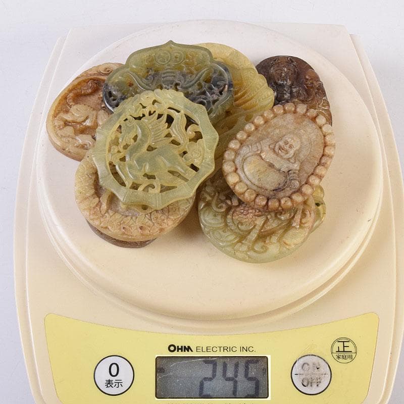 中国　玉石彫刻　玉器　玉珮　根付　11点まとめて　V　R8957