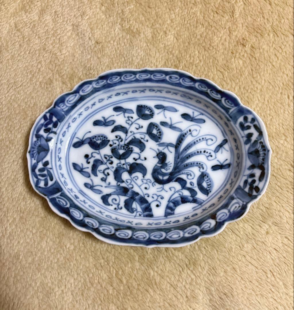 早いもね勝ち！！古伊万里楕円皿　花びら縁・北欧風デザイン・銘々皿　5枚セット