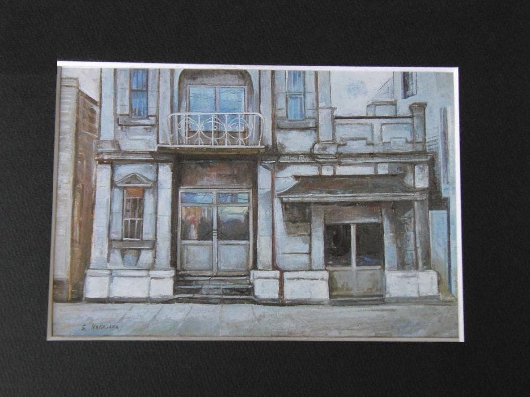 中川澄子、【古い建物】、希少な額装用画集より、新品額装付、状態良好