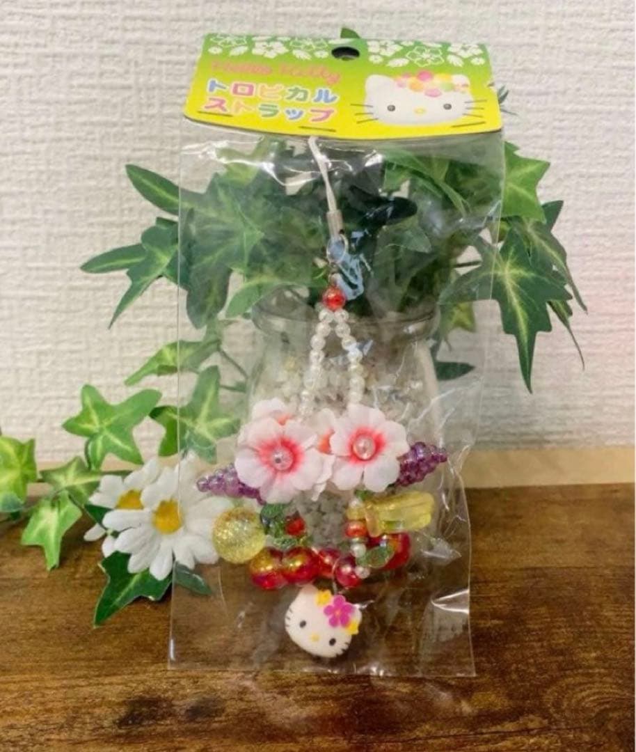 【希少激レア】ハローキティ トロピカルストラップ　2001 花　★入手困難★
