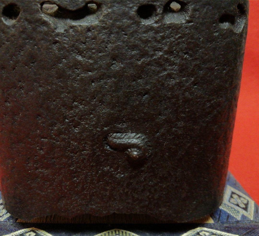 年代物/傑作品！　南部鉄瓶/角形竜紋様　蓋・鐔/摘み・頭/双方魚子地　茶道具