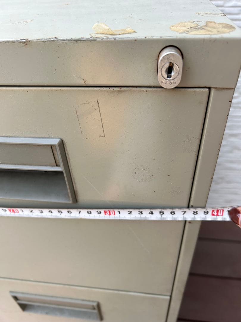 スチール製3段書類ケース　ビンテージ　サビ感　プラス　昭和レトロ　大量収納