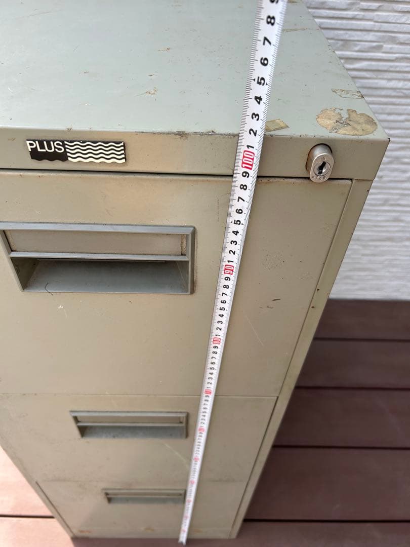 スチール製3段書類ケース　ビンテージ　サビ感　プラス　昭和レトロ　大量収納