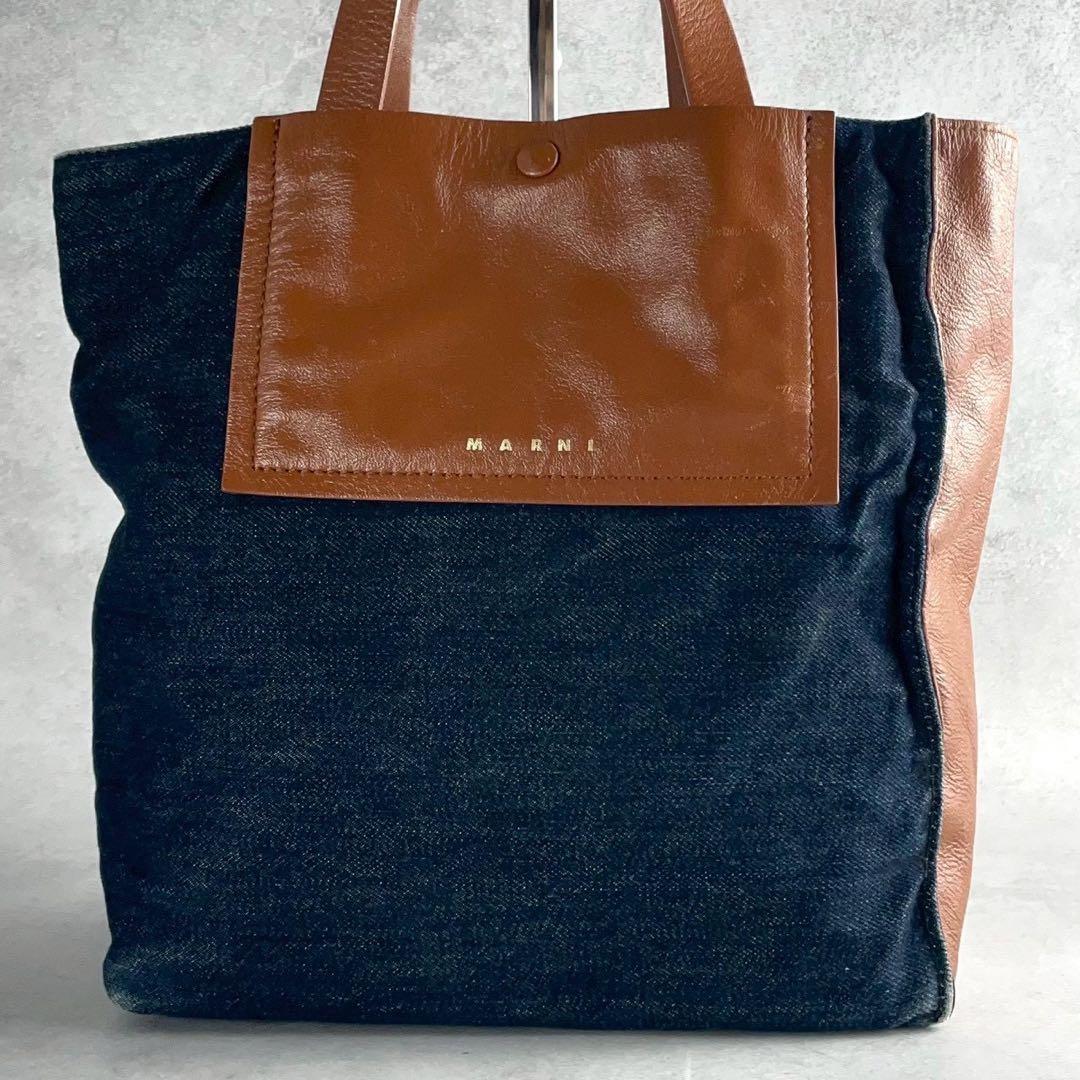 美品✨MARNI MUSEO SOFT デニム レザー A4可 トートバッグ
