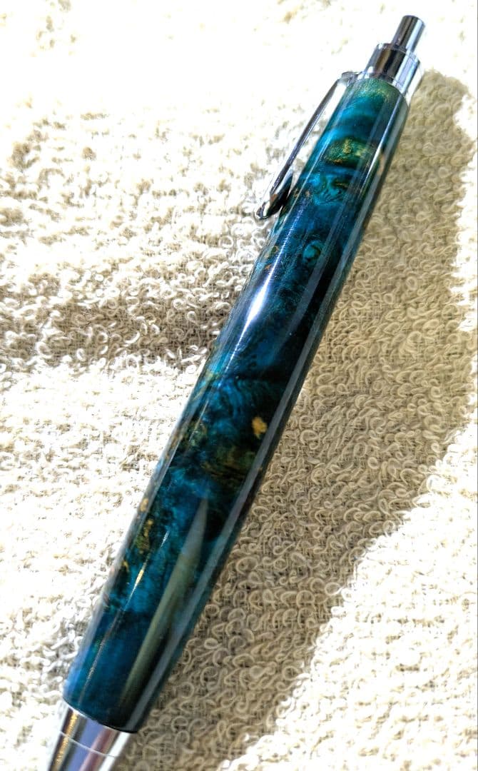 木軸ペン　花梨瘤杢　スタビライズドウッド　　ボールペン／シャープペン