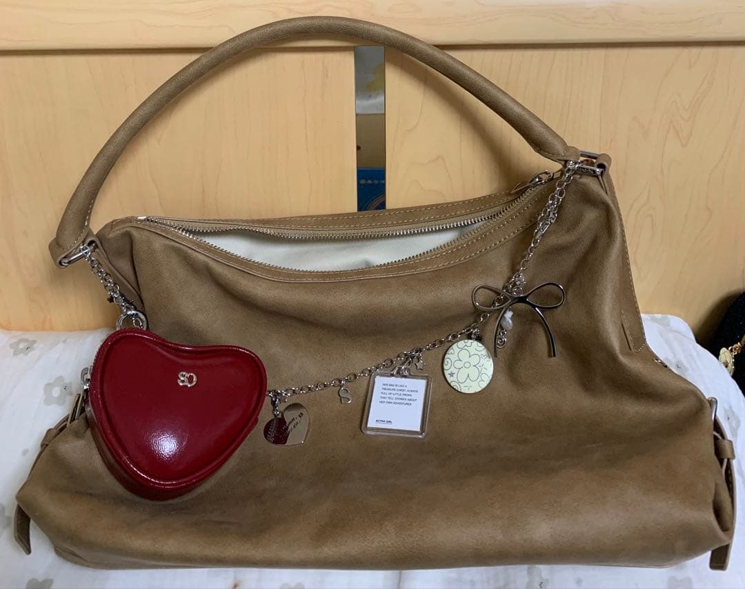 STAND OILベージュ スエード ショルダーバッグ