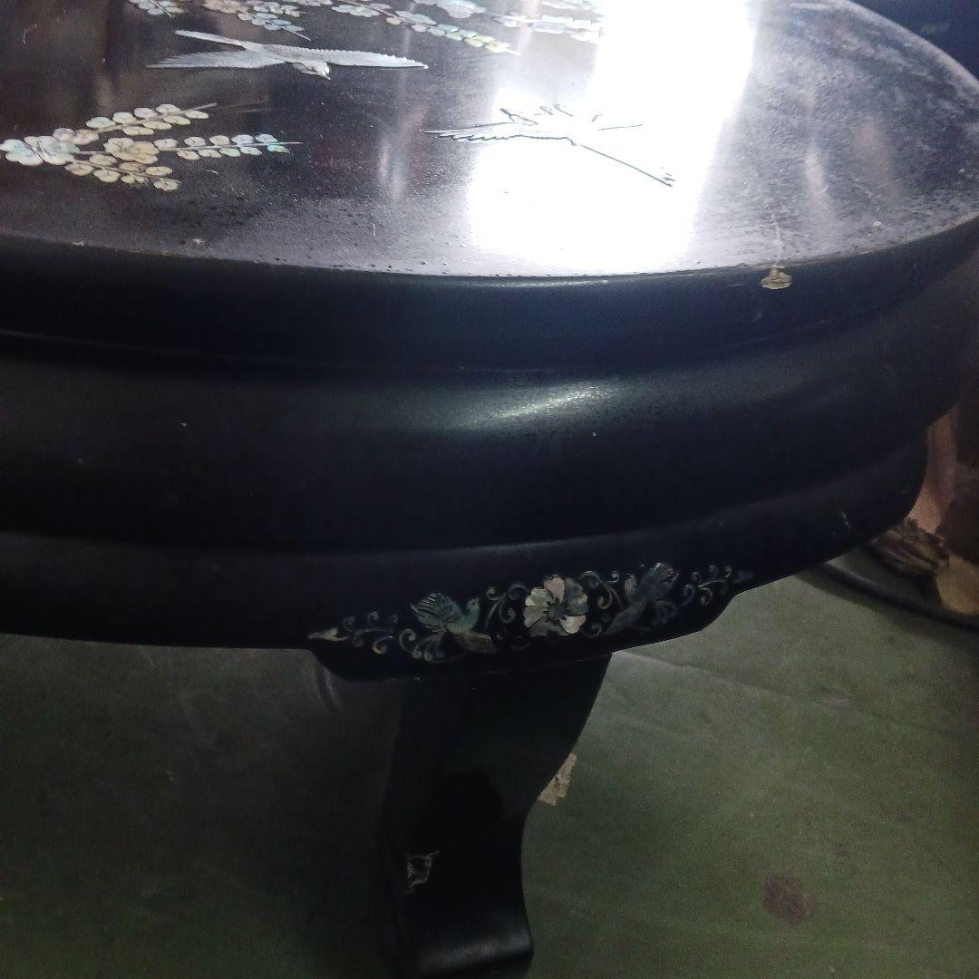 座卓 　小鳥アート　螺鈿細工　小鳥　座卓テーブル　黒漆塗　ローテーブル　Y