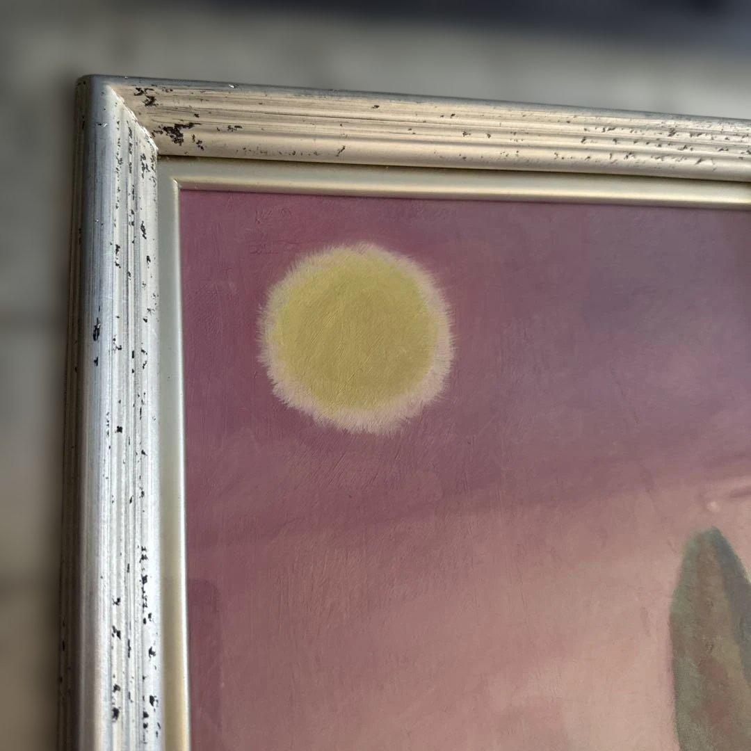 とても可愛らしく雰囲気のある抽象風景画 シルバーフレーム