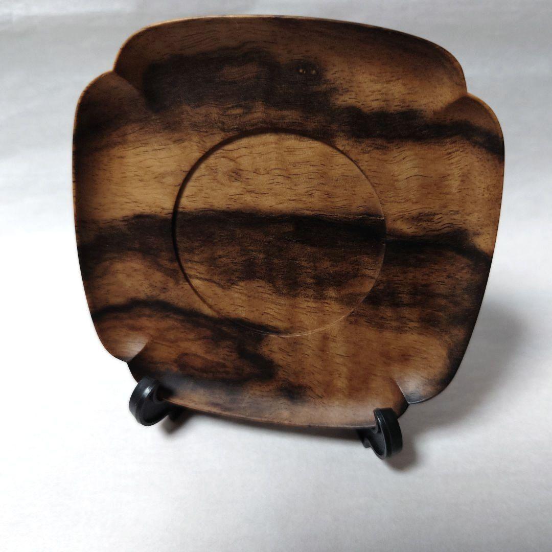 訳あり/黒柿 隅切 茶托 当石作 煎茶道具 5客