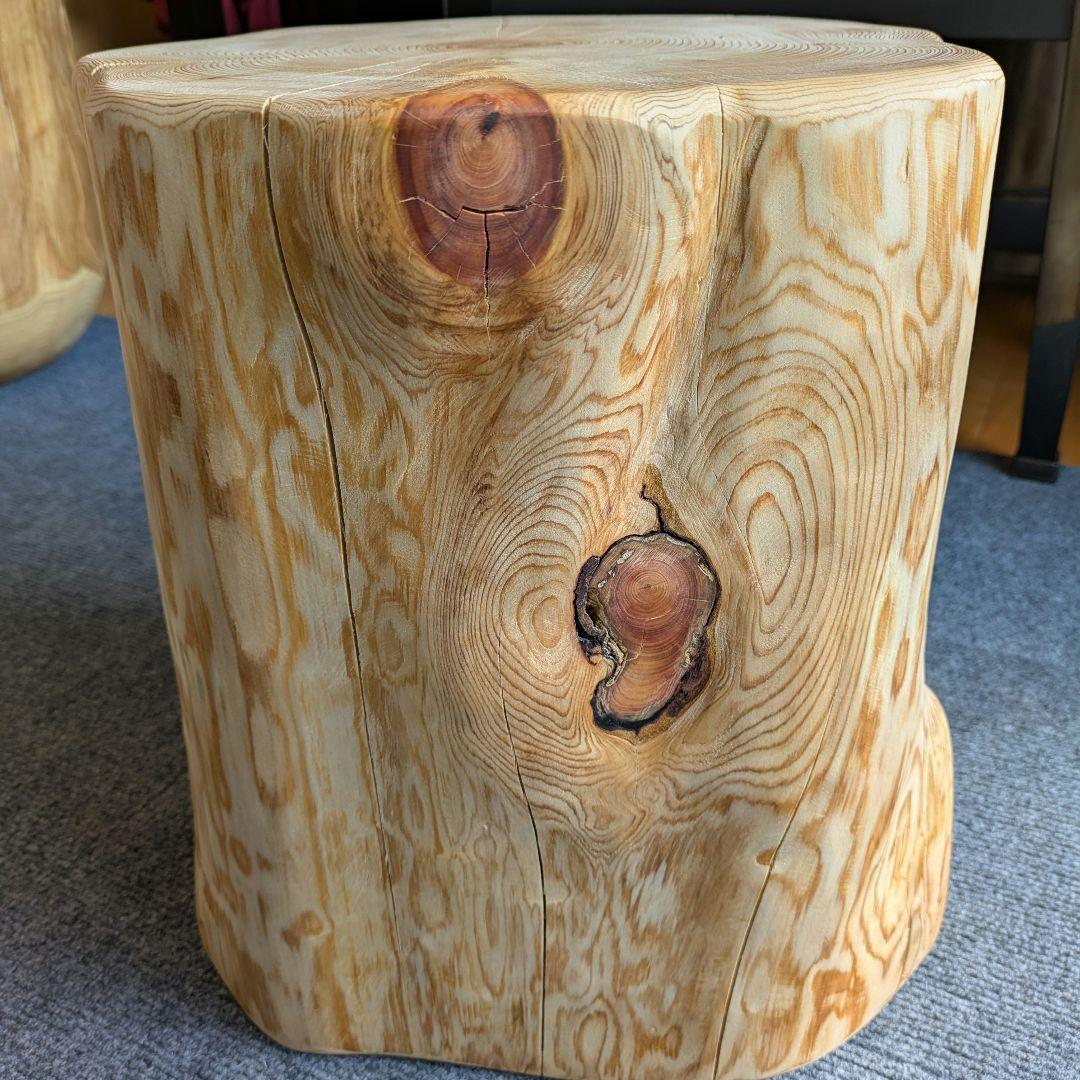 天然ヒバ　切り株　丸太　椅子　スツール　テーブル　高さ約35.5㎝