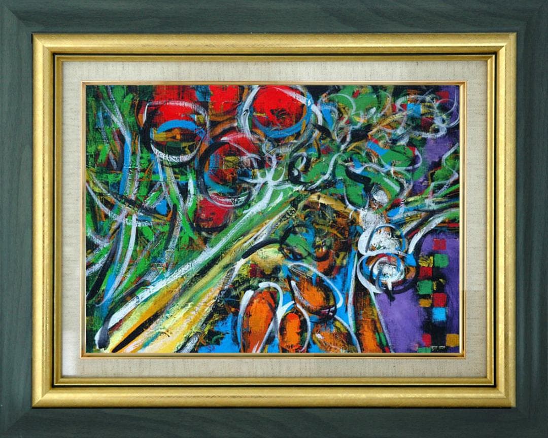 油絵 菅家令子 絵 絵画 インテリア 額付(白) uF6-061004 野菜果物