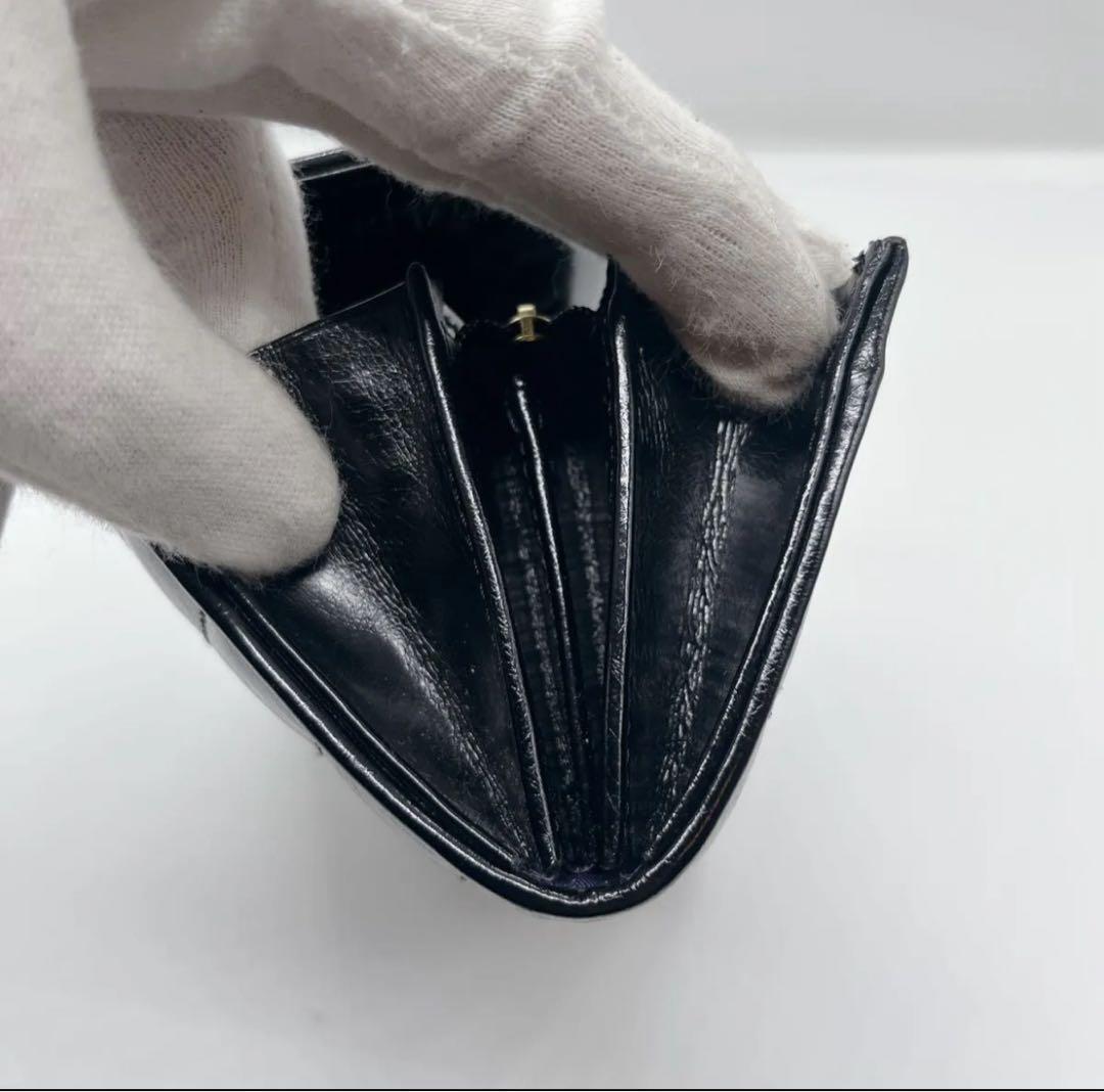 極美品 アナスイ ポワロ キルティング 二つ折り財布 ビジュー ブラック レザー