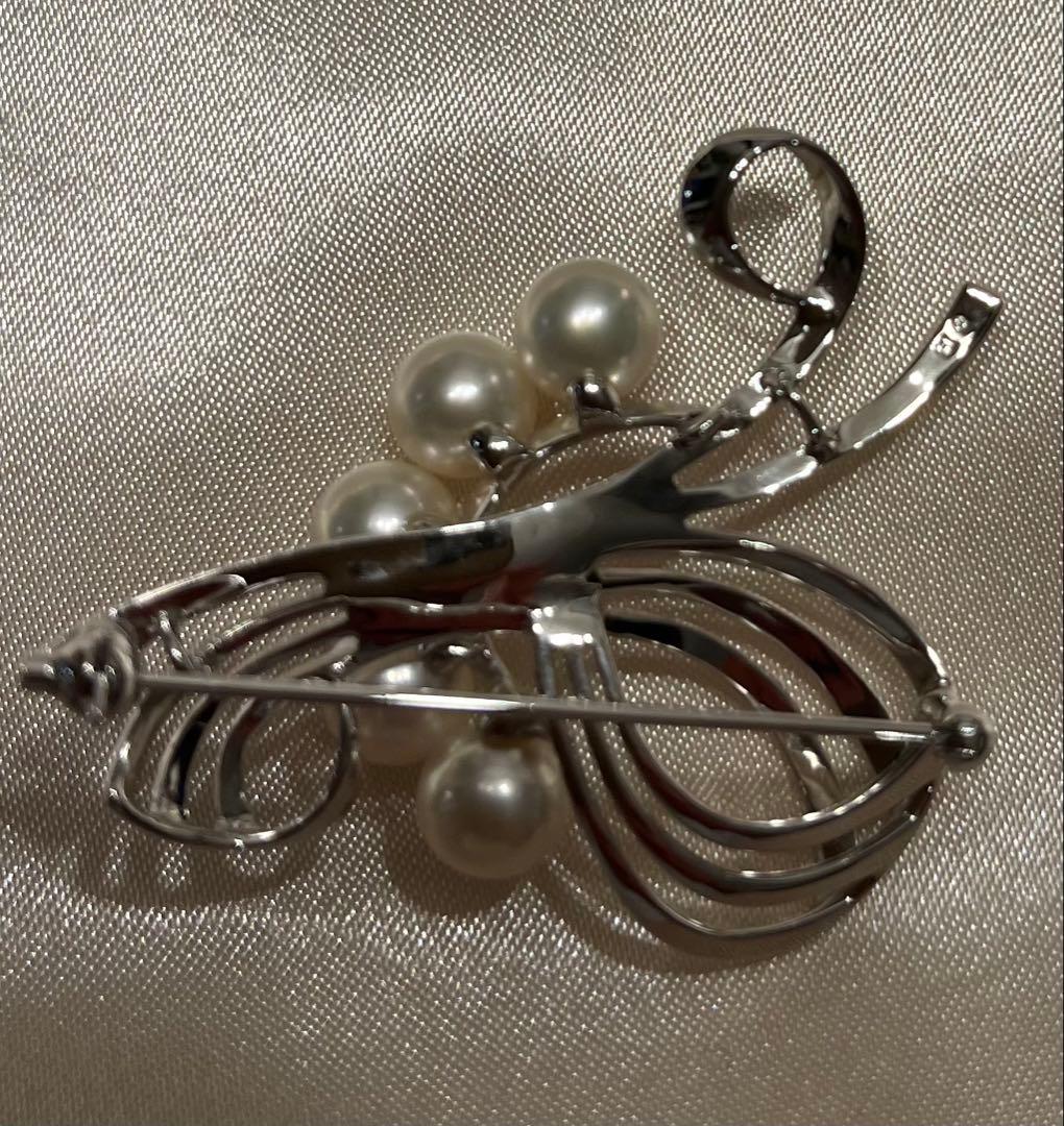 美品　MIKIMOTO 真珠 シルバー ブローチ