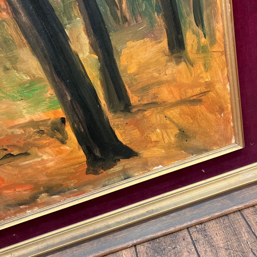 昭和レトロ 秋 紅葉 奥入瀬 雑木林 風景画 油絵 油彩画 アート 絵画