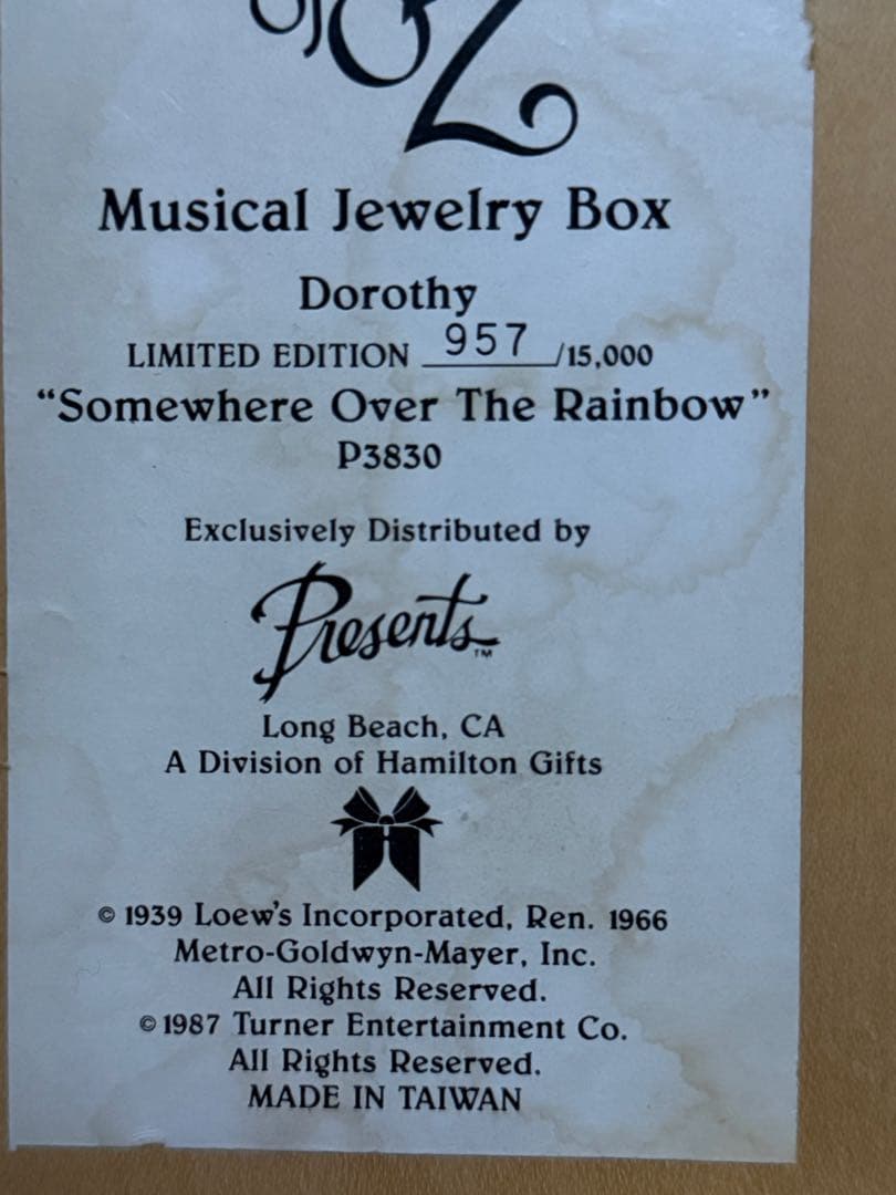 激レア オズの魔法使い オルゴール