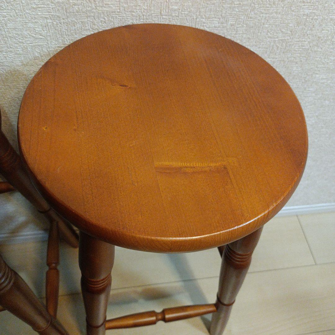 天然木ヴィンテージ ハイスツール カントリー チェア　2脚セット