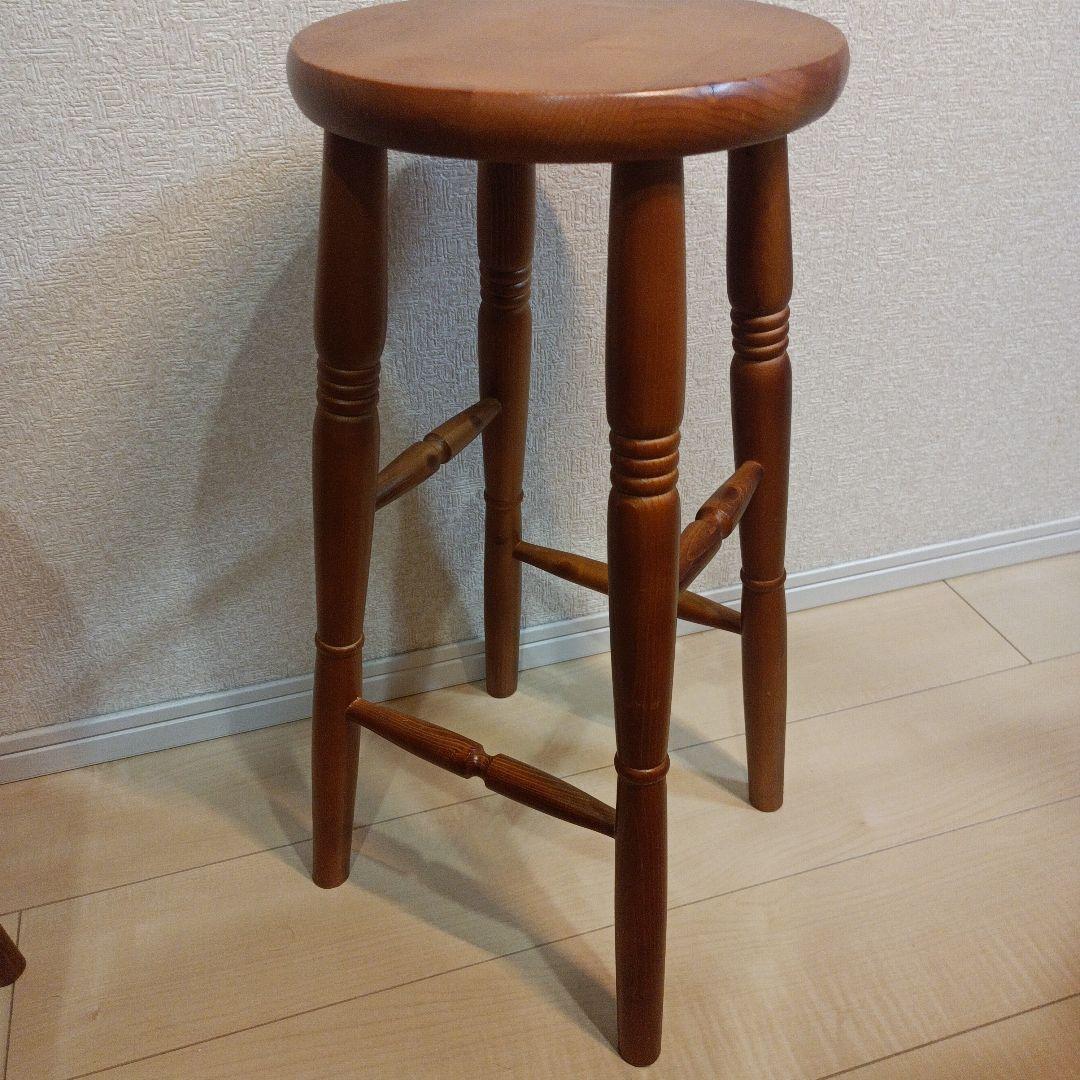 天然木ヴィンテージ ハイスツール カントリー チェア　2脚セット