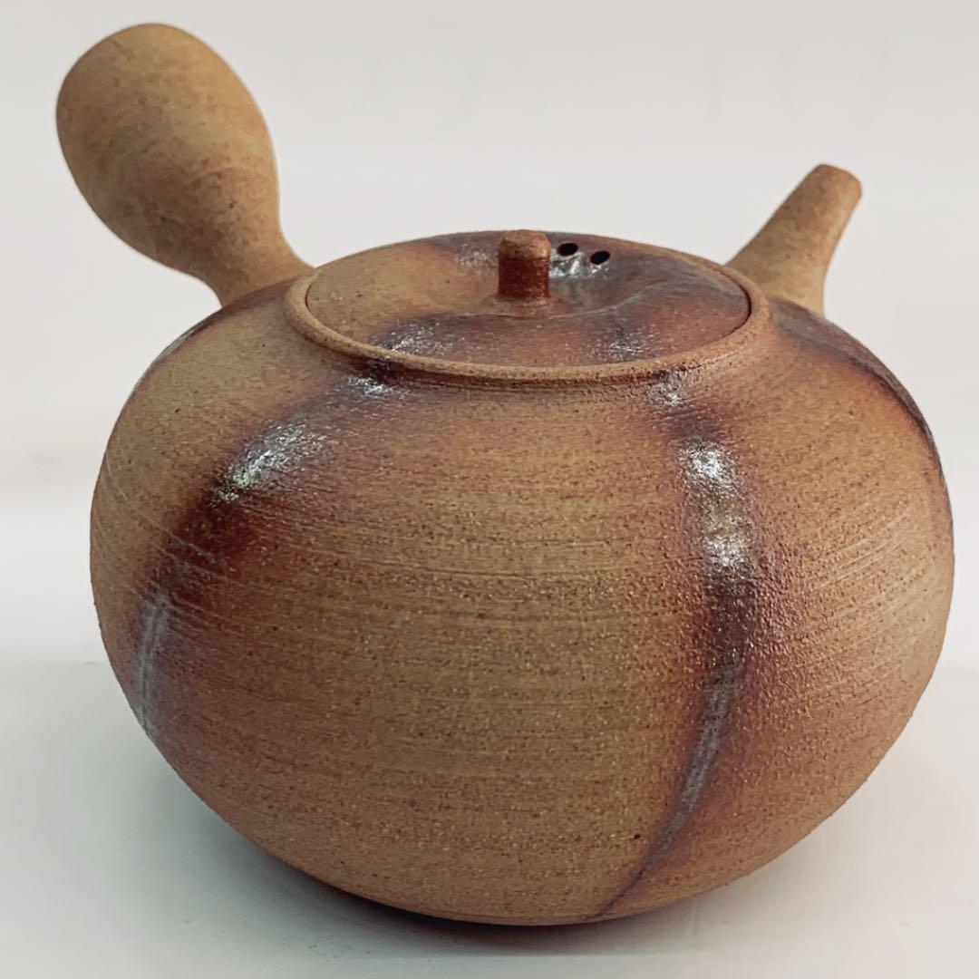 【茶注38    万古焼　急須　緋襷】伊藤富有　共箱