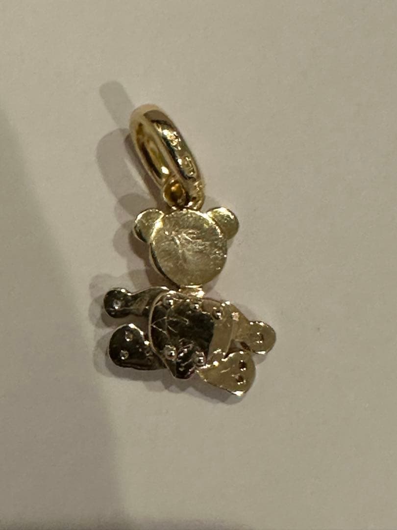 ポメラート K18YG/WG ダイヤモンド ペンダント オルセット テディベア