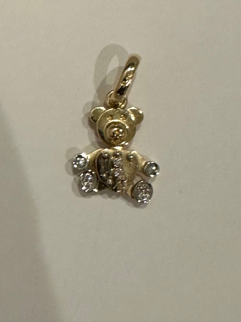 ポメラート K18YG/WG ダイヤモンド ペンダント オルセット テディベア