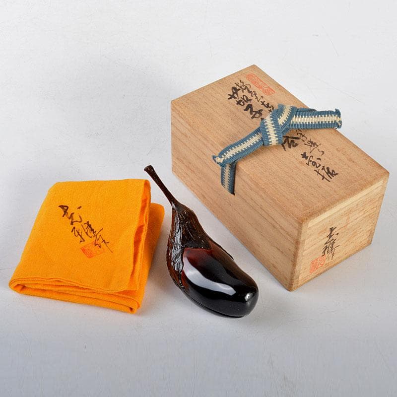 茶道具　輪島塗　川岸充雅作　乾漆手造り　茄子香合　共箱　M　R4473