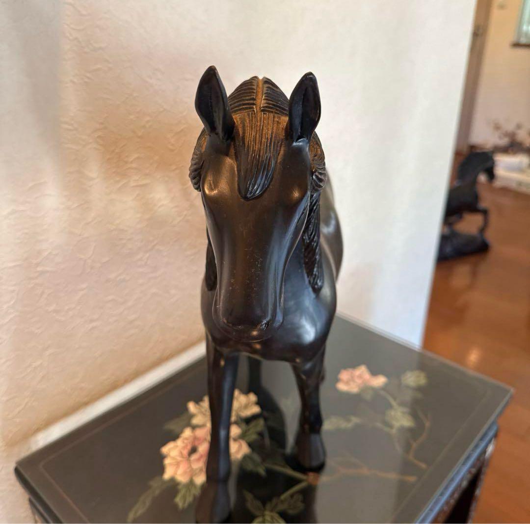 本黒檀ユニコーン 木彫り置物高級インテリア希少