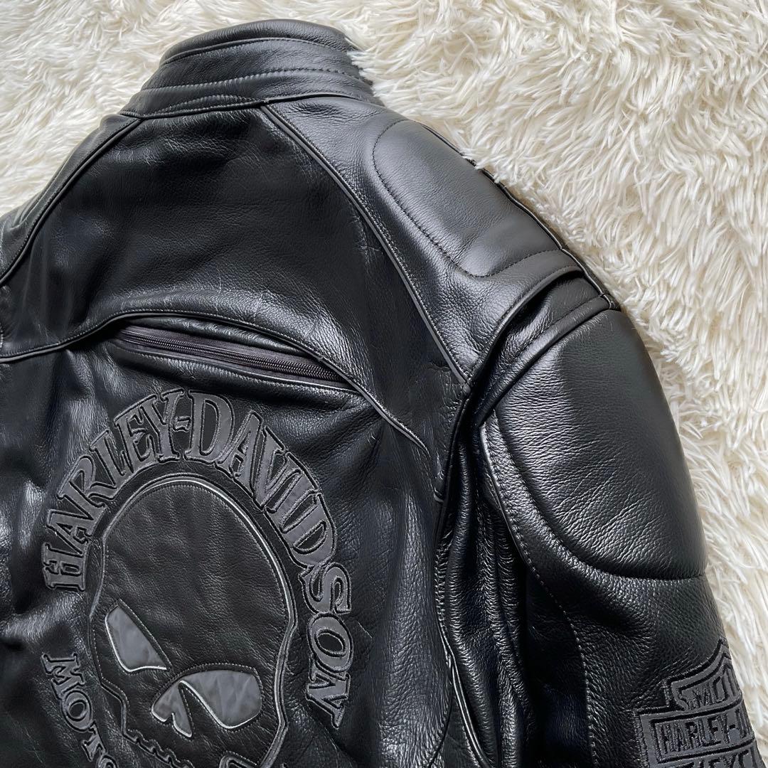 人気✨ハーレーダビッドソン　レザージャケット　シングルライダース　スカル　XL