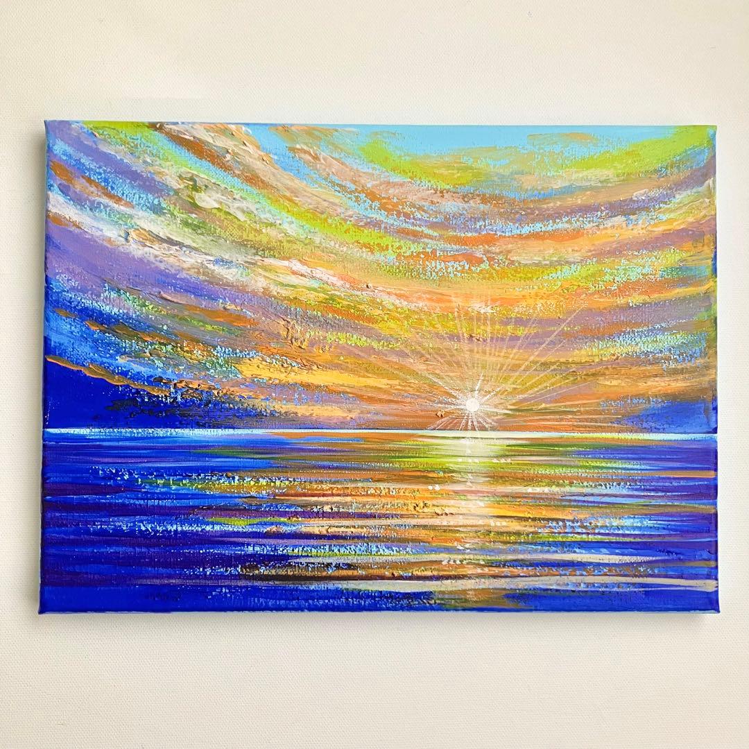 sunset＊4号キャンバス　絵画　原画　風景画　海　ハワイ　沖縄　夕日