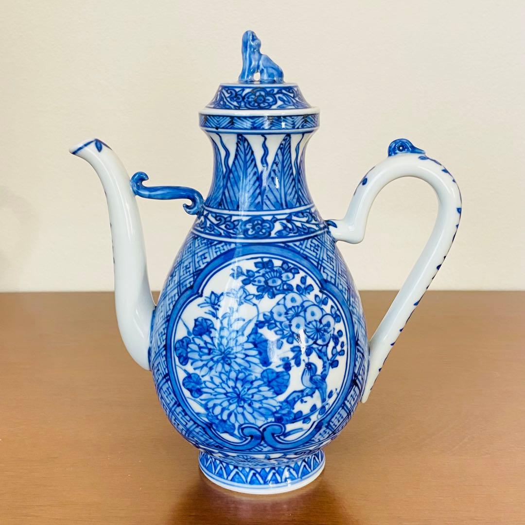 煎茶道具 盛盞瓶 染付　高野昭阿弥　共箱　茶器　水注　水差し　磁器　仙盞瓶