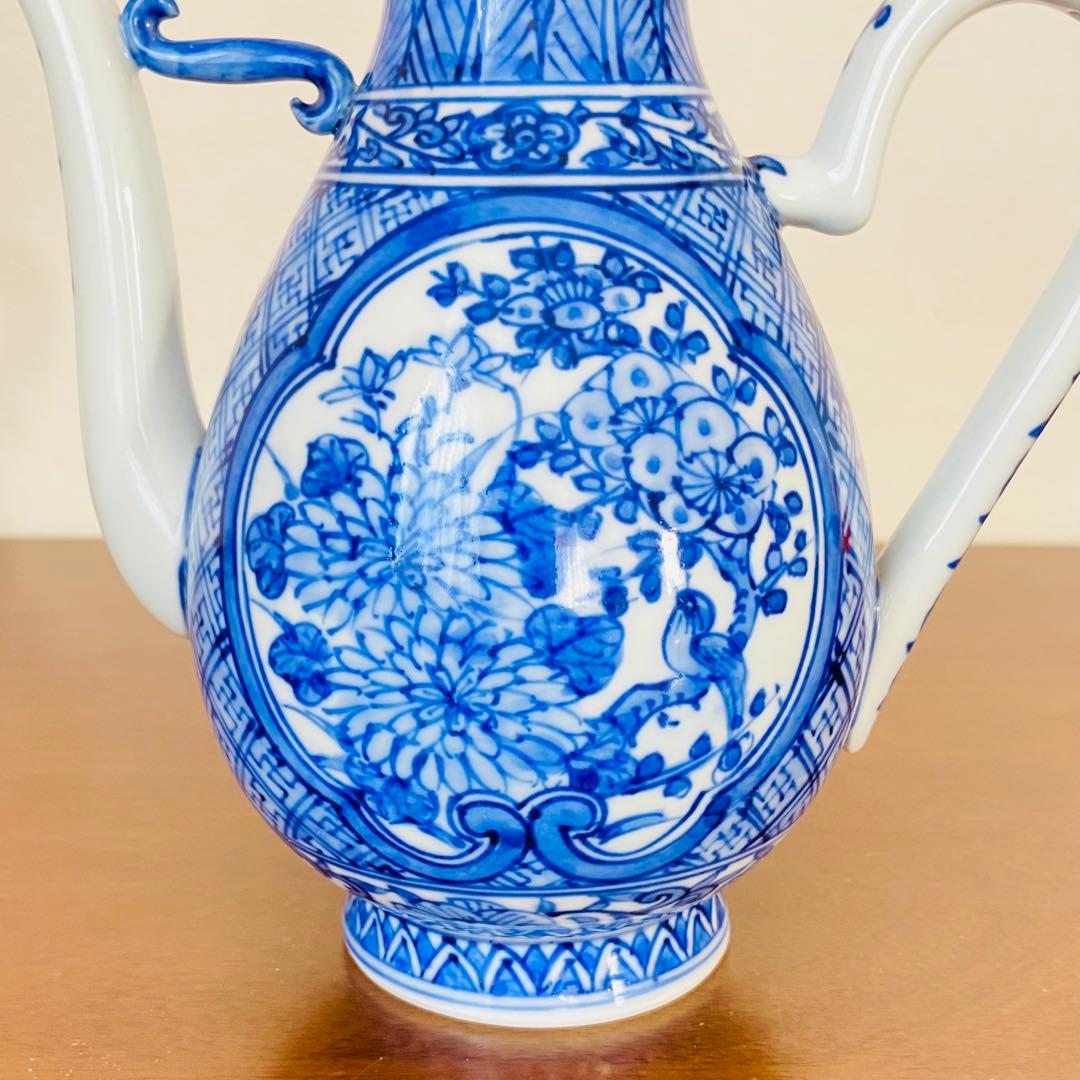 煎茶道具 盛盞瓶 染付　高野昭阿弥　共箱　茶器　水注　水差し　磁器　仙盞瓶