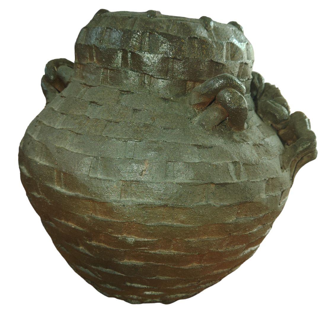 唐津　蟹花籠壺　変わり壺