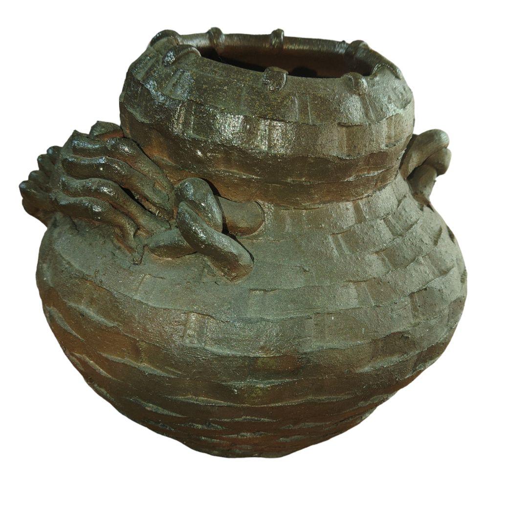 唐津　蟹花籠壺　変わり壺