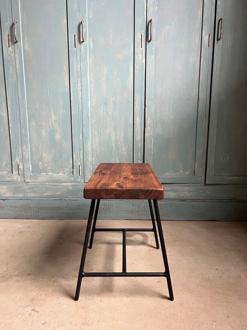 アイアンベンチ　ベンチ　カフェ風　シェルフ