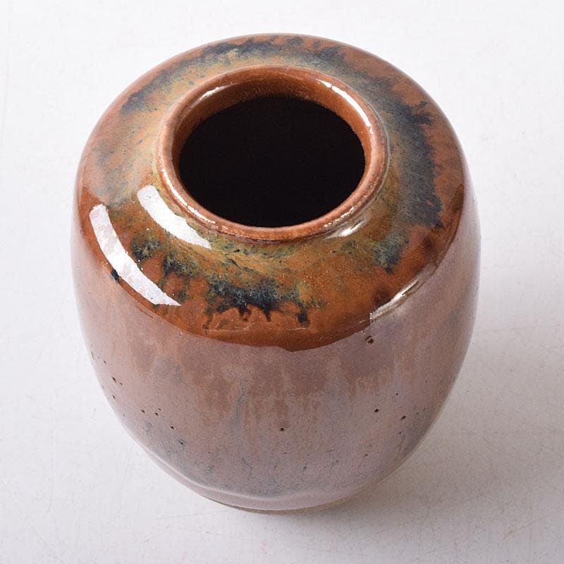 茶道具　京焼　平安　森岡嘉祥造　高取釉　茶入　仕覆付　共箱　V　7682