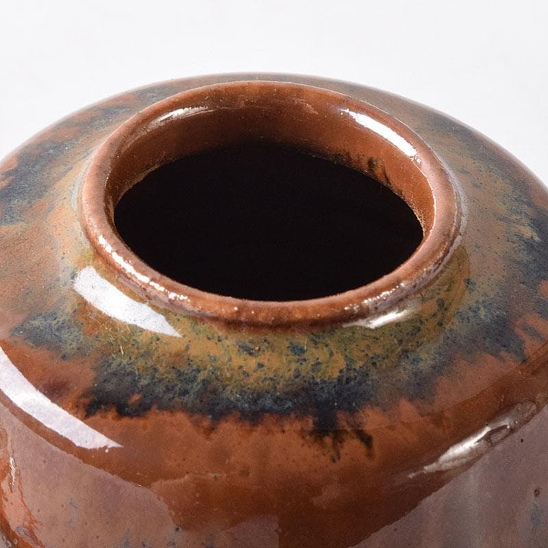 茶道具　京焼　平安　森岡嘉祥造　高取釉　茶入　仕覆付　共箱　V　7682