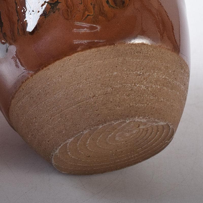 茶道具　京焼　平安　森岡嘉祥造　高取釉　茶入　仕覆付　共箱　V　7682