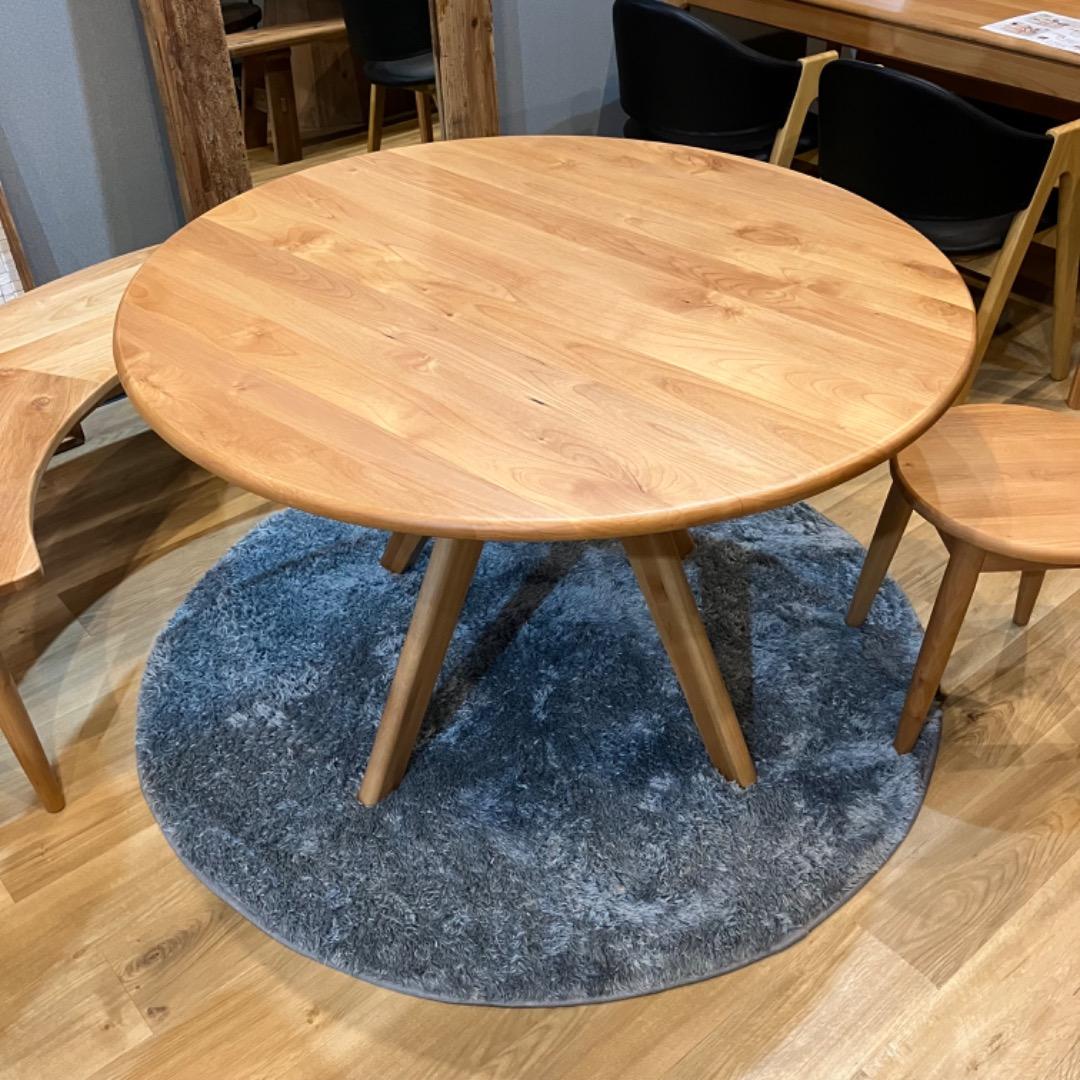 のっち　ダイニング5点セット　木製　110㎝　丸　円形　アルダー　無垢