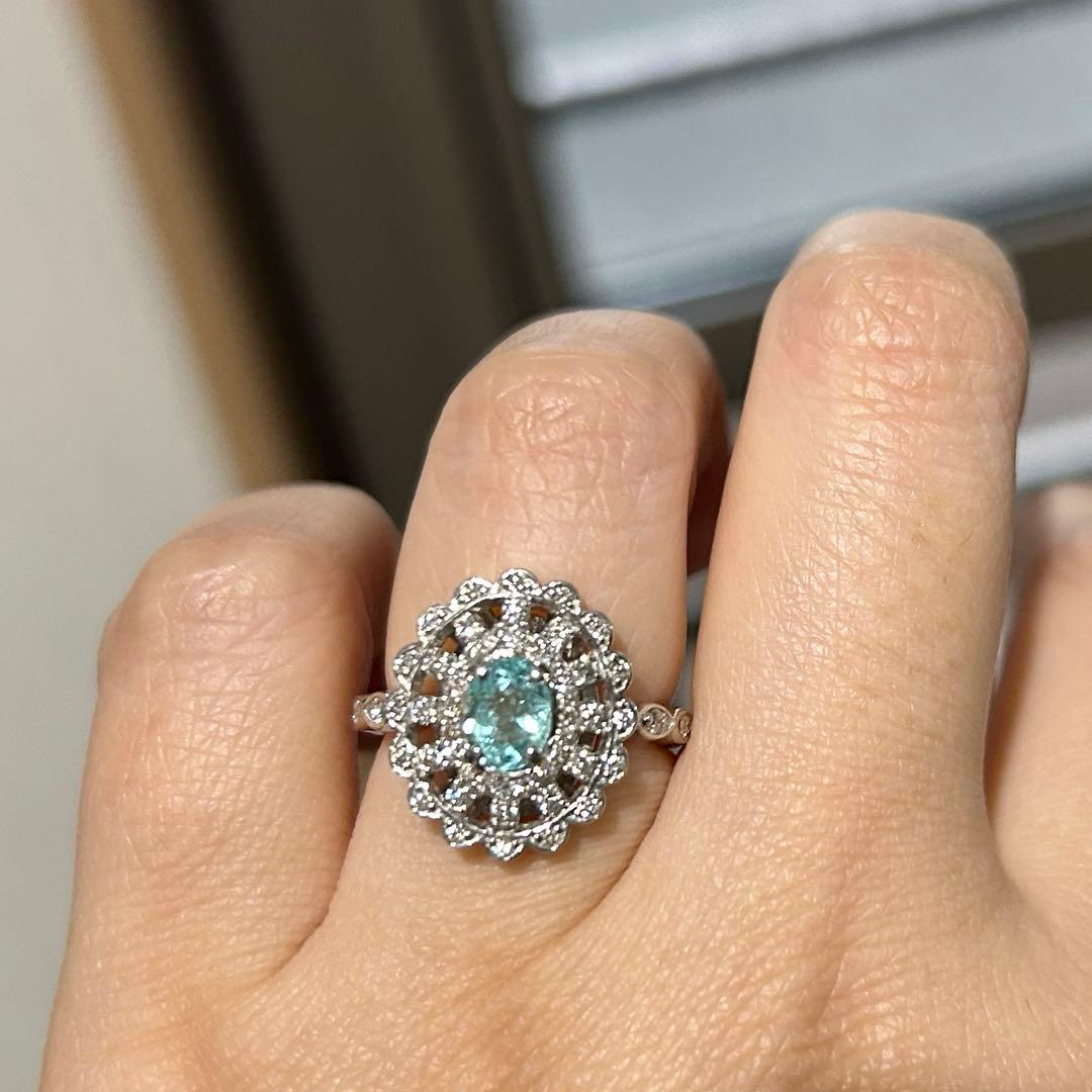 大粒！　パライバトルマリン　ダイヤモンド　リング