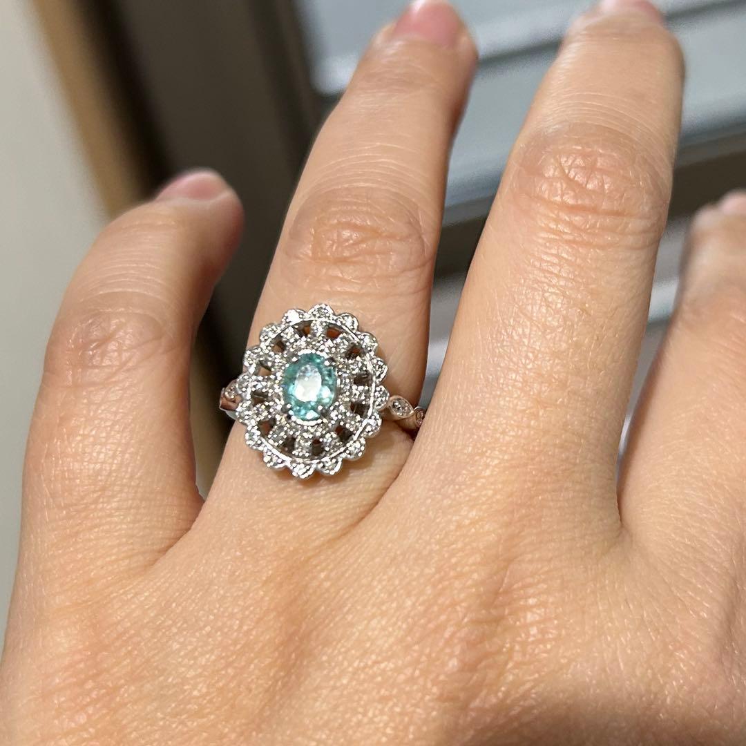 大粒！　パライバトルマリン　ダイヤモンド　リング