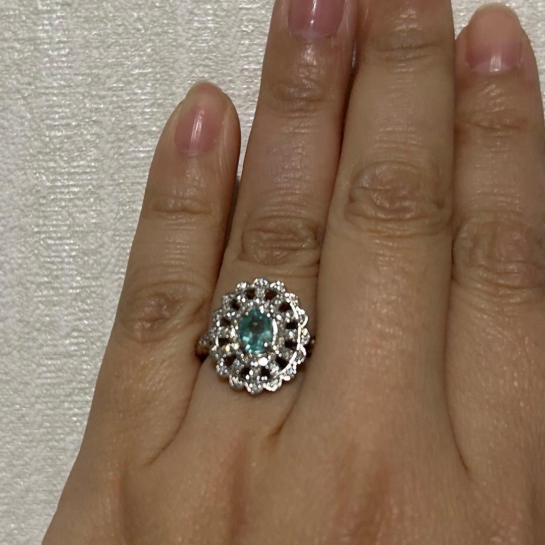 大粒！　パライバトルマリン　ダイヤモンド　リング