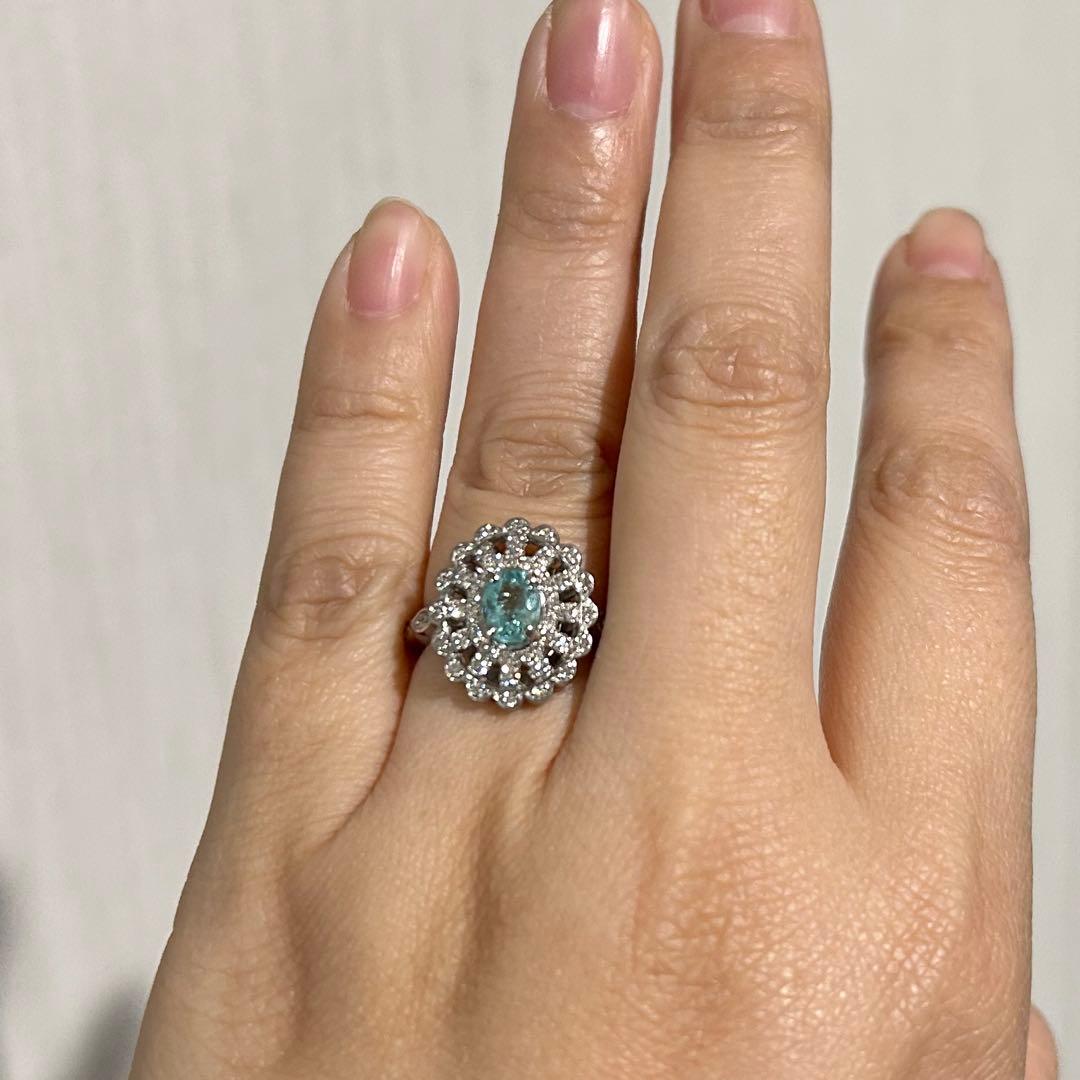 大粒！　パライバトルマリン　ダイヤモンド　リング