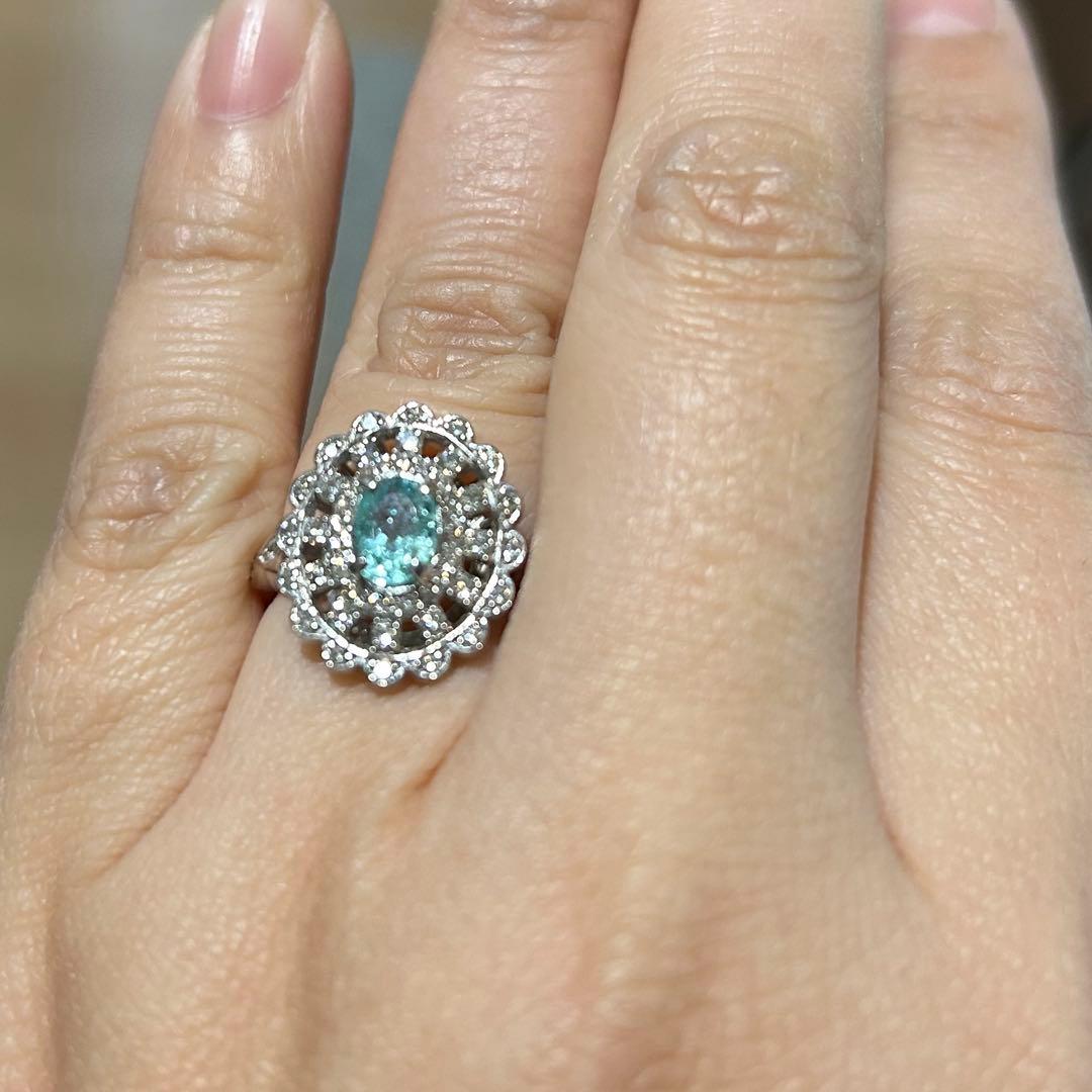 大粒！　パライバトルマリン　ダイヤモンド　リング