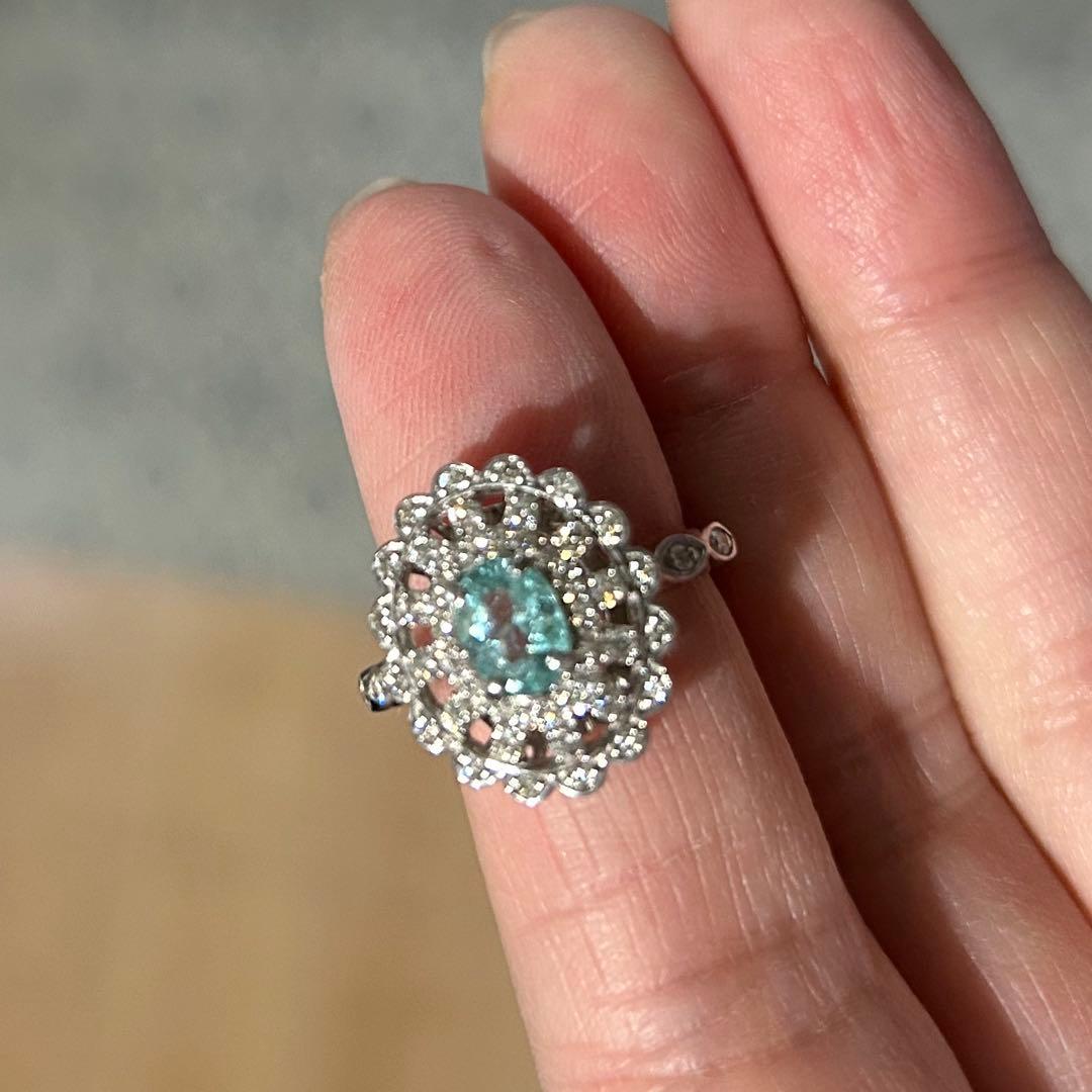 大粒！　パライバトルマリン　ダイヤモンド　リング