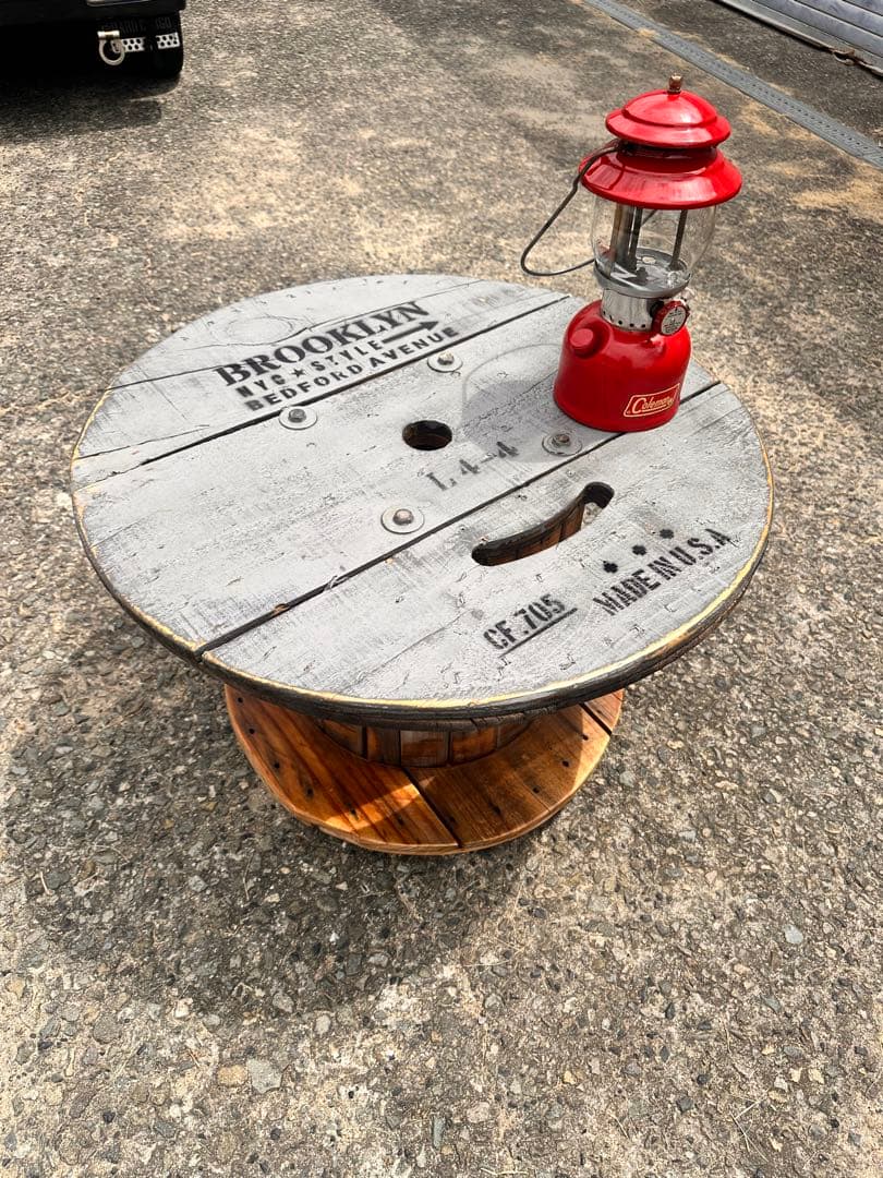 電線ドラム・ケーブルドラム★ガーデニングテーブル／ガレージ／キャンプ／テーブル