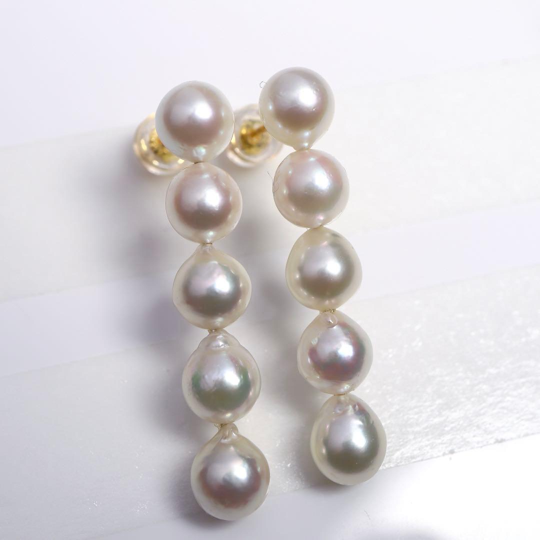 あこや真珠 5連ピアス あこやパール ピアス 5連パール