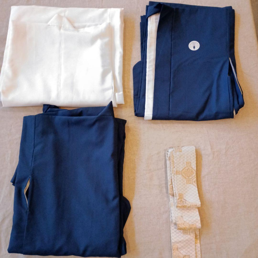 男の子　5歳　七五三　120㎝前後　ネイビー　青　 鶴と松の刺繍 和装